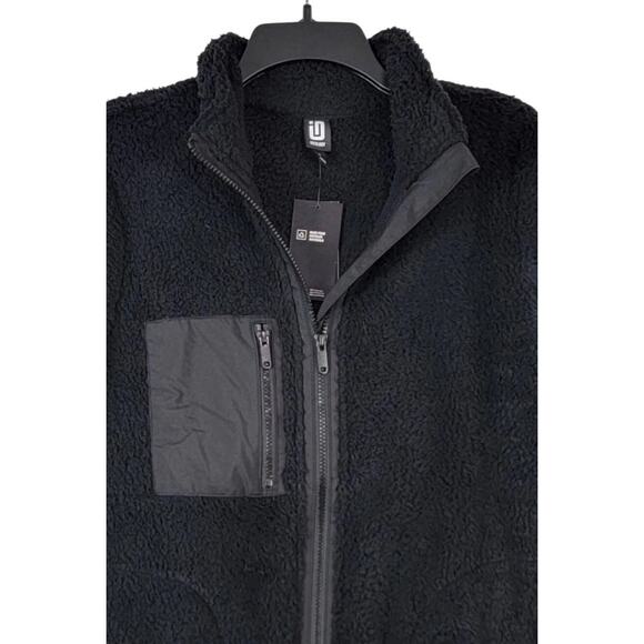 $50 ID Ideology Womens Warm Sherpa Jacket Deep Black Size XL Front Zip Closure - Picture 4 of 6